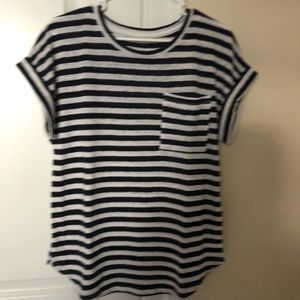 Blue and white striped t-shirt